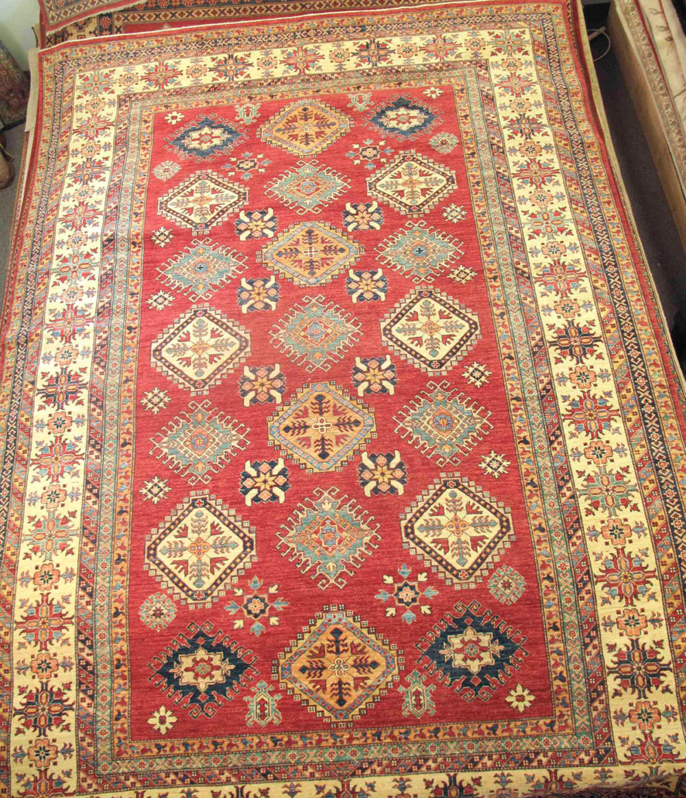 Kazak Afghan Red 9-9x13-6 full