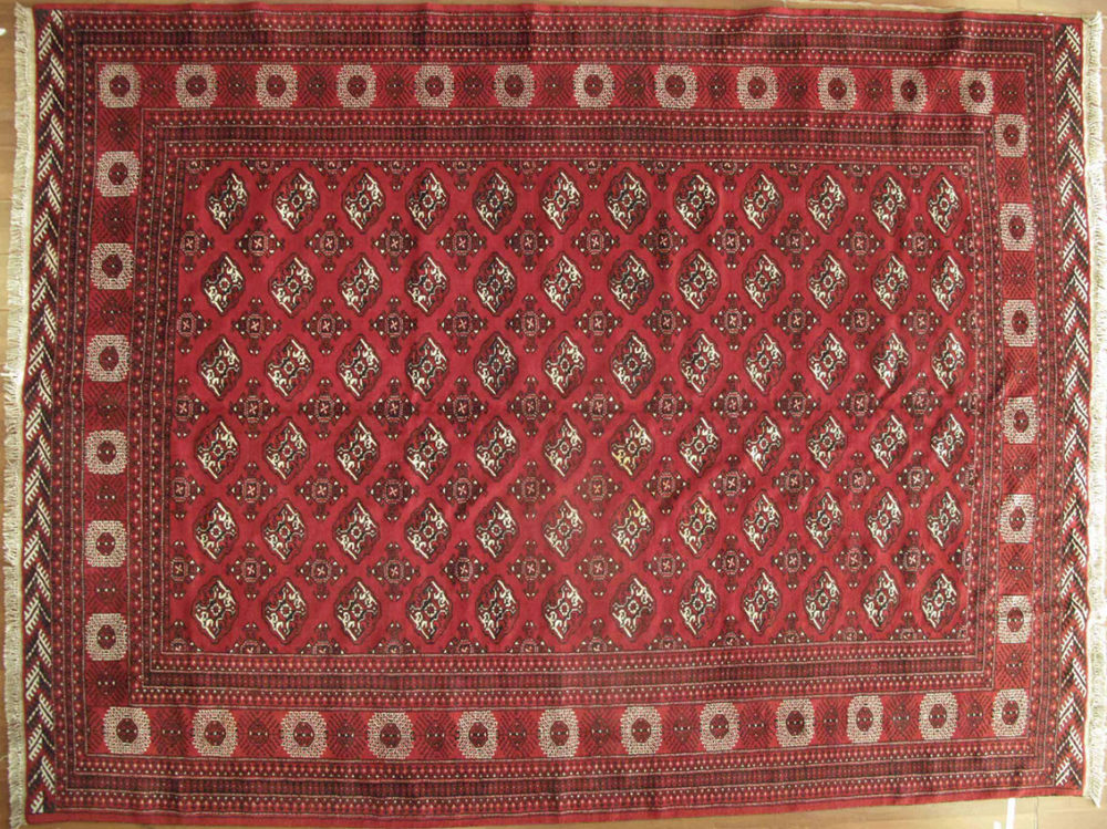 05793 Bokhara Afghan Red & White 9-6×12-8 | Manoukian Rugs™