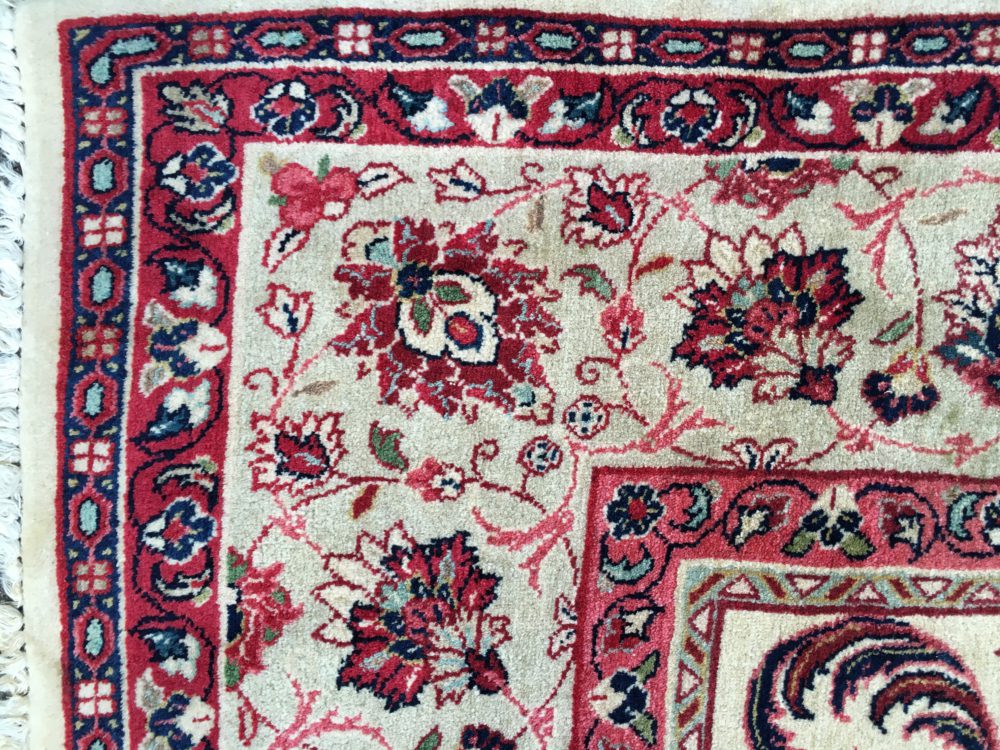 06152 Sarouk Persian White & Red 7-11x11-7 corner | Manoukian Rugs™