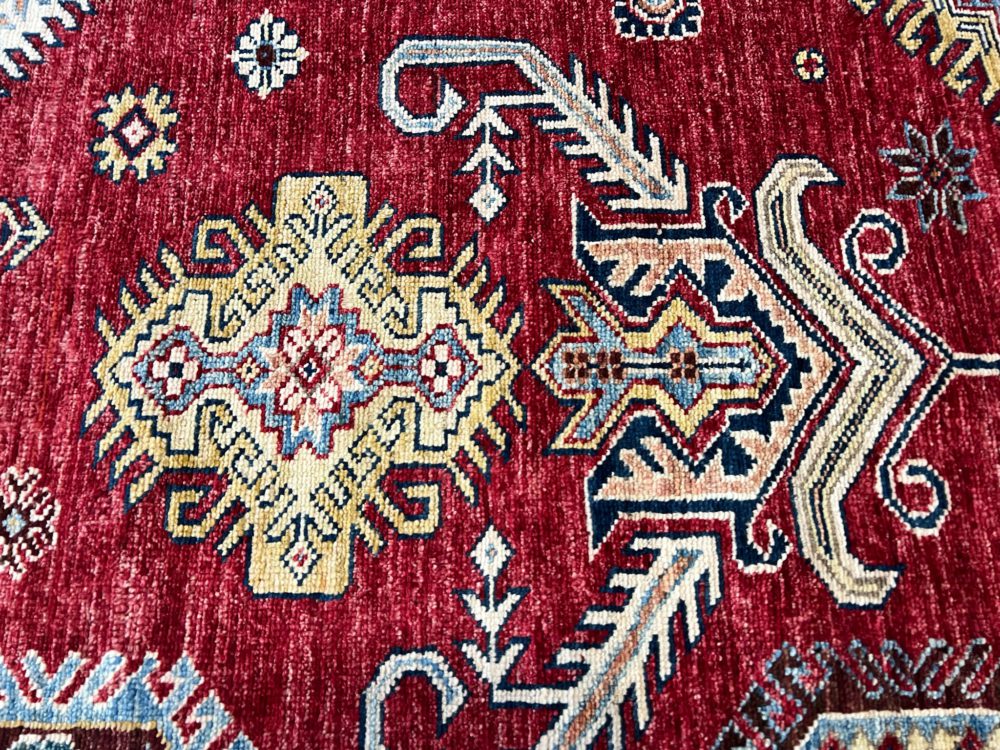 SS011922T254 Super Kazak Afghan Red White Yellow 9-1x12-7 | Manoukian Rugs™