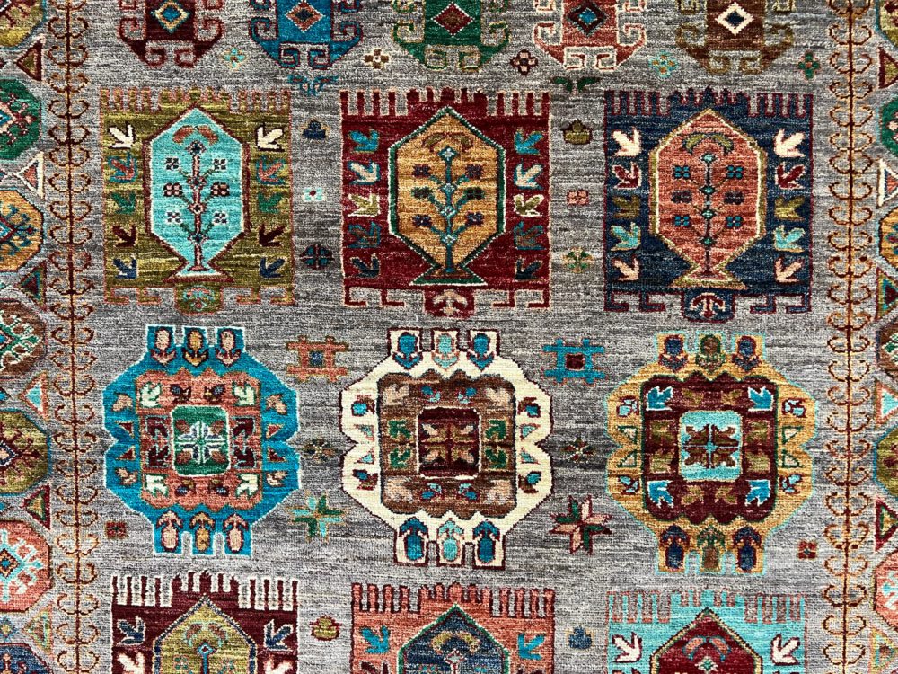 SS0130223T400 Tribal Pakistani Gray Blue Red 5-2x6-10 | Manoukian Rugs™