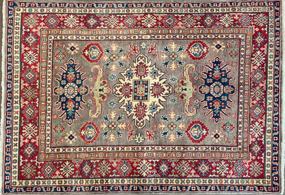 SS091322T350 Kazak Afghan Brown Red Beige 4-9x6-9 | Manoukian Rugs™