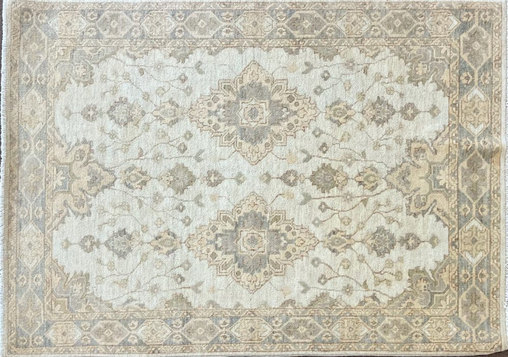 SS100520T137 Peshawar Afghan White Gray Beige 4-2x6 | Manoukian Rugs™