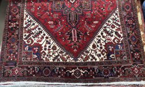 ss100520t167 Heriz Persian Red Blue White 7-6x10-4 corner | Manoukian Rugs™